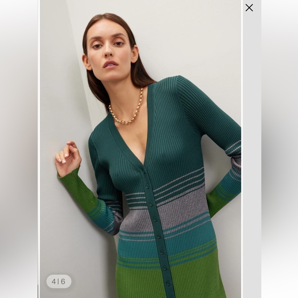 Staud pine forest shoko Striped multi Green Knit Dress - Picture 4 of 14